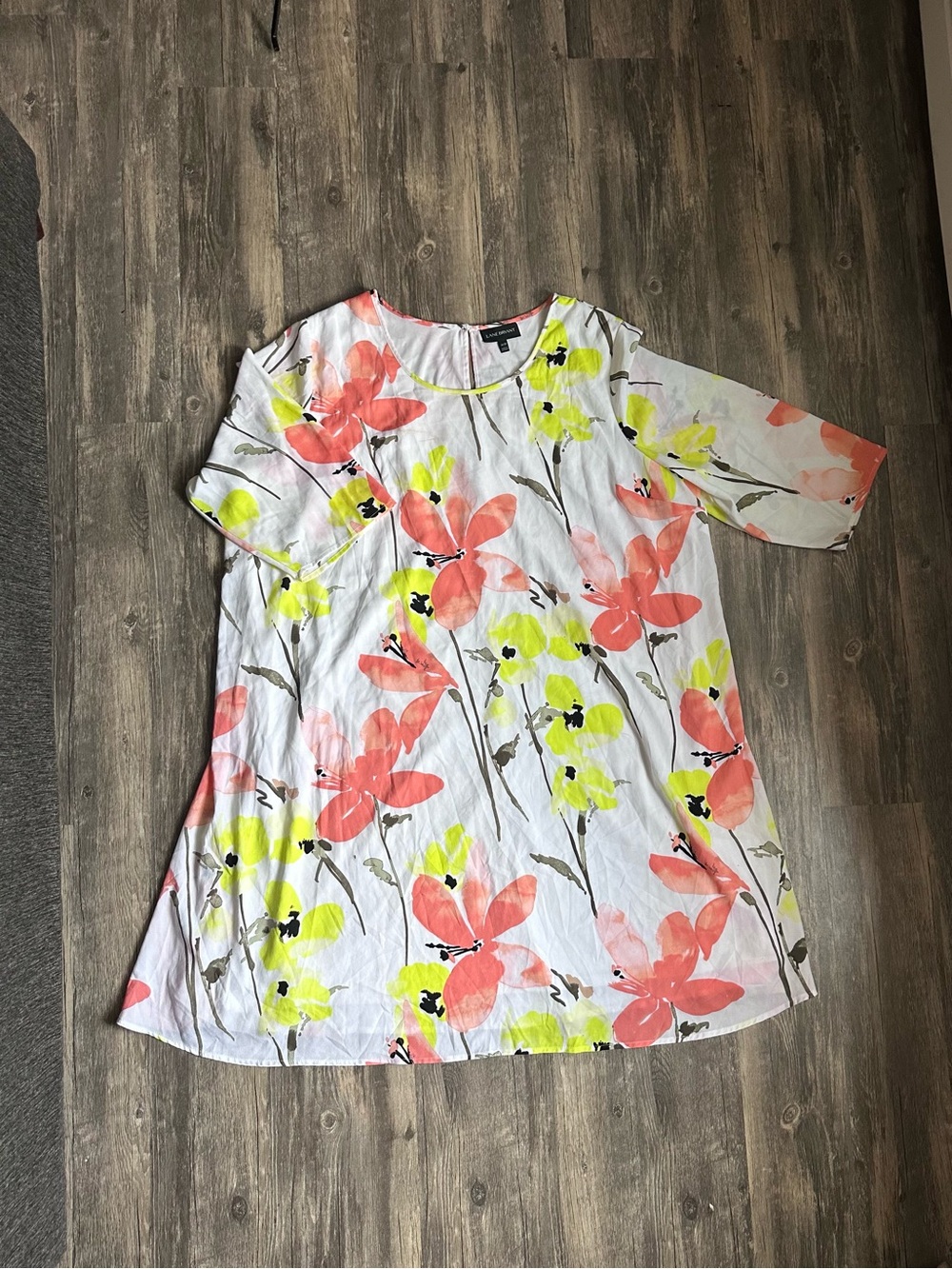 Lane Bryant Retro Floral Printed Chiffon Shift Midi Dress Plus Size 26/28 4XL